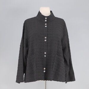 HABITAT Crinkle Textured Stand Collar Lightweight Jacket Top Black Size L